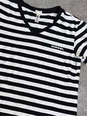 DIESEL Y2K Black/White Striped Tee